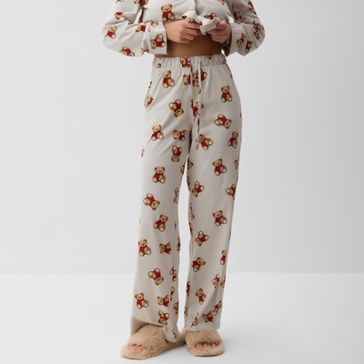 Пижама новогодняя женская (рубашка, брюки) KAFTAN «Мишка в шарфе», размер 44-46