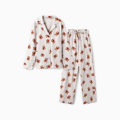 Пижама новогодняя женская (рубашка, брюки) KAFTAN «Мишка в шарфе», размер 52-54