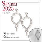 Серьги металл «Змея» плетение, цепь, цвет серебро - фото 84972