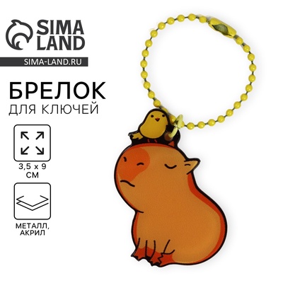 Брелок для ключей акриловый на цепочке «Капибара», 3.5×9 см