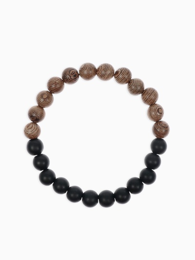 Браслет из бусин «Аметист», d=6 см, шар №8, чёрно-коричневый