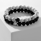 Набор браслетов 2 шт. шар №8 «Агат», чёрно-белый - Фото 1