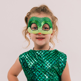Маска карнавальная «Сверкающая змея» зелёная с блёстками