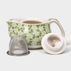 УЦЕНКА Чайник заварочный с металл ситом «Весеннее цветение» 200 мл, 15×9.5×8.5 см, зелёная, 3602 - Фото 2