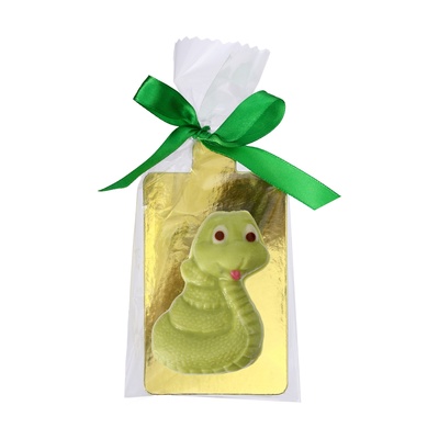 Фигурный белый новогодний шоколад «Добрая змейка», 20 г