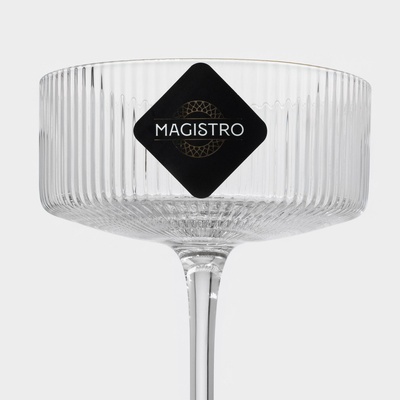 Бокал для шампанского Magistro «Орион», 300 мл, 10.5×14 см, стекло, с золотой отводкой, прозрачный