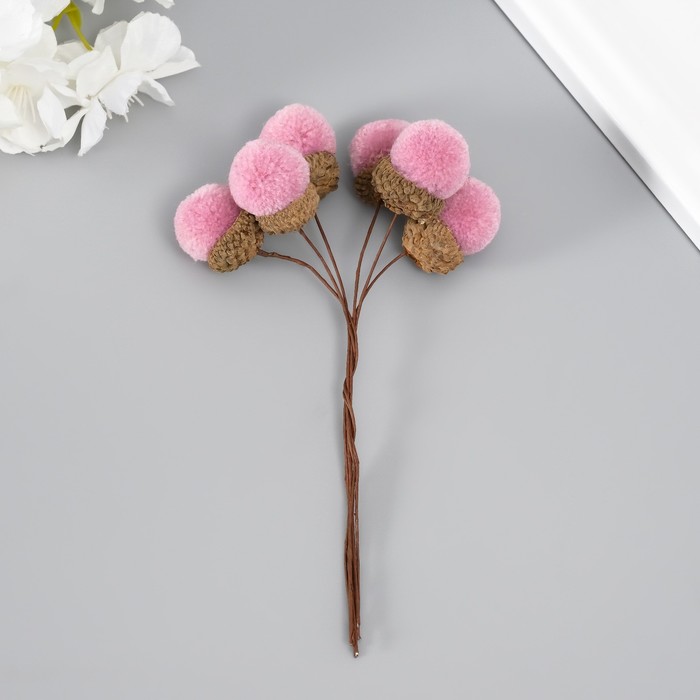 Цветы для декорирования «Жёлудь», лиловый, 1 букет= 6 веточек, d=2 см, 11 см - Фото 1