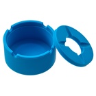 Пепельница силиконовая, с крышкой, круглая, 8.3×4 см, голубая - Фото 3