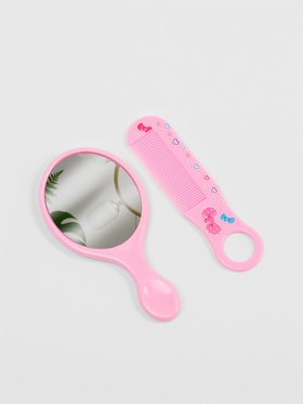 Набор с зеркалом и расчёской «Сердце», 12?6.1 см, нежно - розовый (комплект 3 шт)