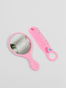 Набор с зеркалом и расчёской «Вишня», 12?6.1 см, розовый (комплект 5 шт)