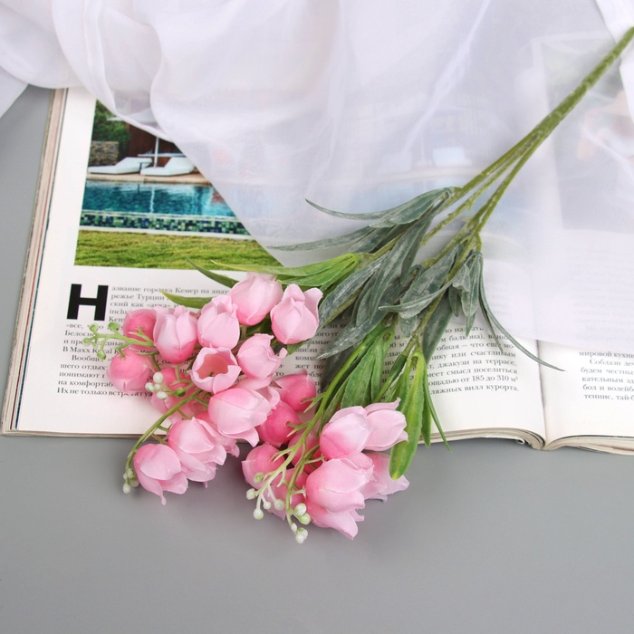 Букет искусственный «Колокольчик с напылением», h=27 см, розовый - Фото 1