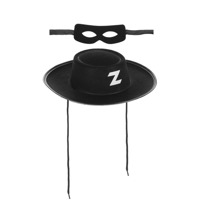 Карнавальный набор «Зорро», шляпа, маска - Фото 1