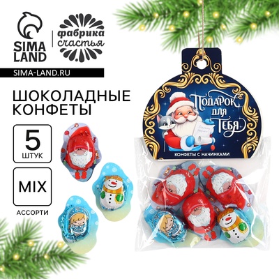 Конфеты шоколадные 5 шт. «Дед мороз»