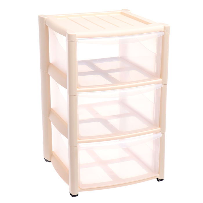 Комод на колесах «Амадео», 3 ящика, бежевый - Фото 1