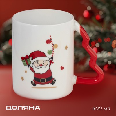 Кружка новогодняя Доляна «Веселый дедушка», 400 мл, для чая, 12.5×8.5×10.7 см