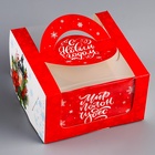 Коробка под бенто - торт с окном «С Новым годом!», 14×14×8 см - Фото 3