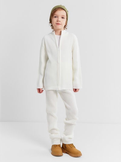 Костюм детский вязаный (кофта и брюки) MINAKU, цвет белый, рост 128 см