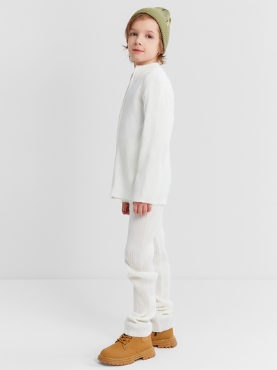 Костюм детский вязаный (кофта и брюки) MINAKU, цвет белый, рост 128 см