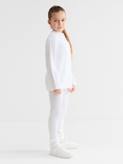 Костюм детский вязаный (кофта и брюки) MINAKU, цвет белый, рост 128 см