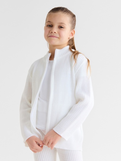 Костюм детский вязаный (кофта и брюки) MINAKU, цвет белый, рост 128 см