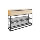 Обувница в прихожую «Крафт 2», 2 ящика, 2 полки, 1150×300×800 мм, цвет чёрный муар/дуб сонома - Фото 1