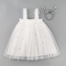 Карнавальный костюм новогодний «Снежинка», платье, ободок, рост 110-116 см