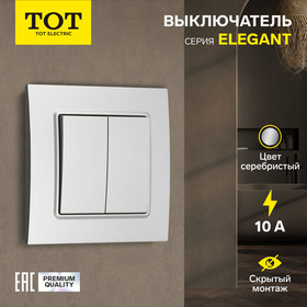 Выключатель проходной TOT Elegant, 10 А, 2 кл., скрытый, серебристый 10439593