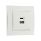 Розетка TOT Elegant, 5 В, 2.1 A, разъёмы USB-A + USB-C, скрытая, белая - Фото 2