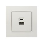 Розетка TOT Elegant, 5 В, 2.1 A, разъёмы USB-A + USB-C, скрытая, белая - Фото 3