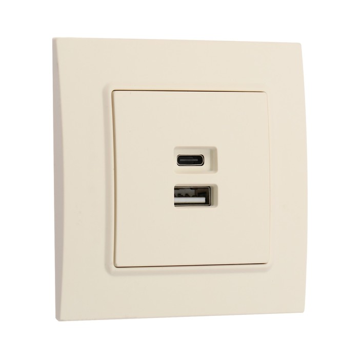

Розетка с USB-A + USB-C разъёмами, 2.1 A, 5В, TOT Elegant, скрытая, бежевая