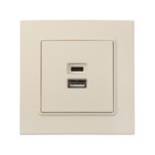 Розетка TOT Elegant, 5 В, 2.1 A, разъёмы USB-A + USB-C, скрытая, бежевая - Фото 3