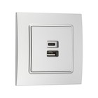 Розетка TOT Elegant, 5 В, 2.1 A, разъёмы USB-A + USB-C, скрытая, серебристая - Фото 2
