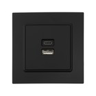 Розетка TOT Elegant, 5 В, 2.1 A, разъёмы USB-A + USB-C, скрытая, чёрная - Фото 3