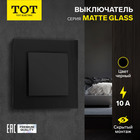 Выключатель TOT Matte Glass, 10 А, 1 кл., скрытый, стекло, черный - фото 322128401