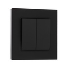 Выключатель TOT Matte Glass, 10 А, 2 клавиши, скрытый монтаж, стеклянная рамка, чёрный - Фото 2