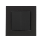Выключатель TOT Matte Glass, 10 А, 2 клавиши, скрытый монтаж, стеклянная рамка, чёрный - Фото 3