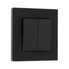 Выключатель проходной TOT Matte Glass, 10 А, 2 клавиши, скрытый монтаж, стеклянная рамка, чёрный - Фото 2