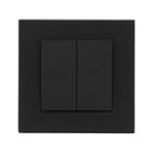 Выключатель проходной TOT Matte Glass, 10 А, 2 клавиши, скрытый монтаж, стеклянная рамка, чёрный - Фото 3
