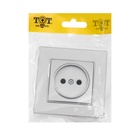 Розетка TOT Matte Glass, 10 А, стекло, скрытая, одноместная, без заземления, серебристая - Фото 5