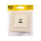 Розетка TOT Matte Glass, 5 В, 2.1 A, разъёмы USB-A + USB-C, стекло, скрытая, бежевая - Фото 5