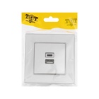 Розетка TOT Matte Glass, 5 В, 2.1 A, разъёмы USB-A + USB-C, стекло, скрытая, серебристая - Фото 5