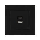 Розетка TOT Matte Glass, 5 В, 2.1 A, разъёмы USB-A + USB-C, стекло, скрытая, чёрная - Фото 3