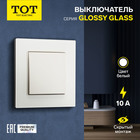 Выключатель TOT Glossy Glass, 10 А, 1 клавиша, скрытый, стекло, белый 10439697 - фото 313251104