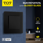 Выключатель TOT Glossy Glass, 10 А, 1 клавиша, скрытый, стекло, черный 10439699 - фото 16579122