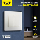 Выключатель TOT Glossy Glass, 10 А, 2 клавиши, скрытый, стекло, белый 10439707 - фото 16579142