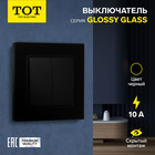 Выключатель TOT Glossy Glass, 10 А, 2 клавиши, скрытый, стекло, черный 10439709 - фото 16579152