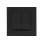 Выключатель проходной TOT Glossy Glass, 10 А, 2 клавиши, скрытый монтаж, стеклянная рамка, чёрный - Фото 3