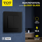 Выключатель проходной TOT Glossy Glass, 10 А, 2 клавиши, скрытый, стекло, черный 10439713 - фото 313251115