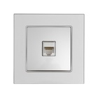 Розетка компьютерная TOT Glossy Glass, стекло, скрытая, одноместная, серебристая - Фото 3