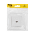 Розетка телефонная TOT Glossy Glass, стекло, скрытая, одноместная, белая - Фото 5